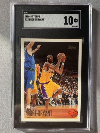 1996 - 97 Topps 138 Kobe Bryant Los Angeles Lakers Rc Rookie Hof Sgc 10 Gem