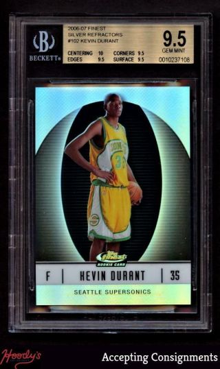 2006 - 07 Finest Silver Refractors 102 Kevin Durant Rc Rookie Bgs 9.  5 Gem 151/319
