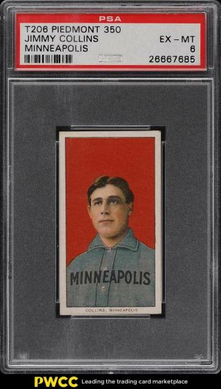 1909 - 11 T206 Jimmy Collins Minneapolis Psa 6 Exmt