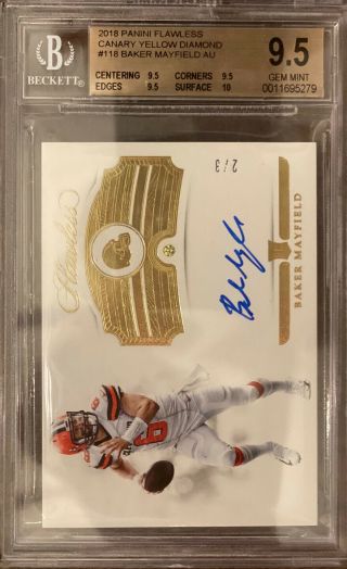 Baker Mayfield 2018 Flawless Rc Bgs 9.  5/10 Auto Rookie Canary Yellow Diamond 2/3