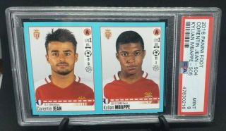 2016 - 17 Panini Foot Ligue 1 Sticker Soccer 505 Kylian Mbappe Rc Rookie Psa 9