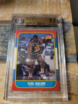 1986 - 87 Fleer 68 Karl Malone Rookie Rc Bgs 9.  5