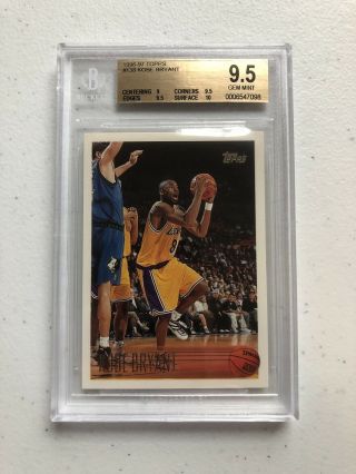 1996 - 97 Topps 138 Kobe Bryant Rookie Card Bgs 9.  5 (9 9.  5 9.  5 10) Lakers Rc