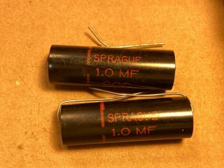 2 Nos Vintage Sprague Black Beauty 1.  0 Uf 200v Capacitors Amp Caps 1 (qty