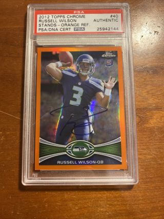 2012 Topps Chrome Russell Wilson Rookie Orange Refractor Psa/dna Certified Auto
