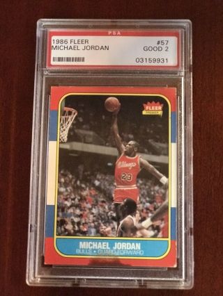 1986 Fleer Michael Jordan Rookie Card 57 Psa 2