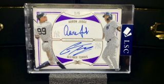 Aaron Judge Gleyber Torres 2019 Topps Definitive Dual On Card Auto 1/5