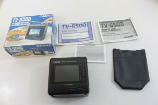 Vintage Casio Tv - 6500 Small Color Lcd Tv With Box Turns On - N12
