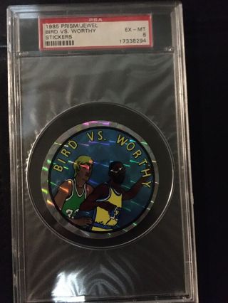 1985 Prism Jewel Stickers Psa 6 Larry Bird James Worth.  Only A Few Graded Higher