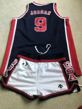1984 Usa Olympic Basketball Game Worn White Descente Jersey Short Michael Jordan