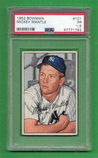 1952 Bowman 101 Mickey Mantle Psa Fair 1.  5 Ny Yankees Old Baseball Card