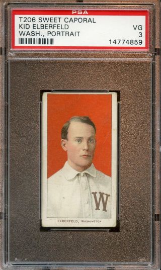 1910 T206 Sweet Caporal Tobacco Baseball Card Kid Elberfeld Wash Port Psa 3 Vg