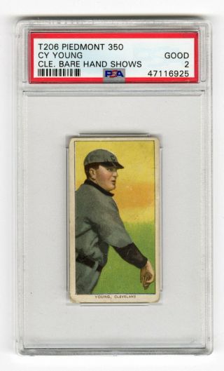 1909 - 11 T206 Cy Young Piedmont 350 Baseball Card Psa 2 Gd