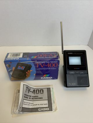 Vintage Casio Tv - 400 Lcd Pocket Color Handheld Tv Vhf Uhf With Box