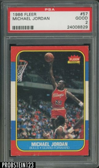 1986 Fleer Basketball 57 Michael Jordan Rc Rookie Hof Psa 2 " Looks Nicer "