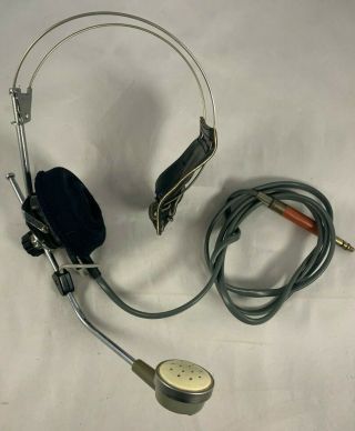 Vintage Sony Dr 10a Headphones Intercommunication Broadcast Headset Microphone