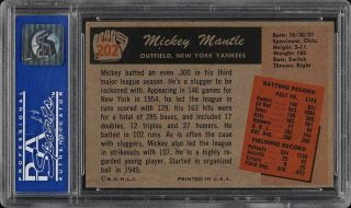 1955 Bowman Mickey Mantle 202 PSA 6 EXMT 2