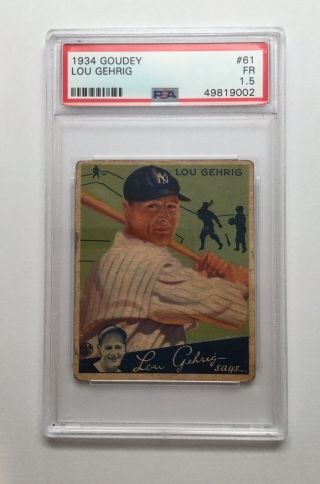 1934 Goudey 61 Lou Gehrig Psa 1.  5 (982)
