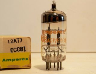 N.  O.  S Vintage Amperex/mullard (blackburn) 12at7/ecc81 Tube.  Tests Strong