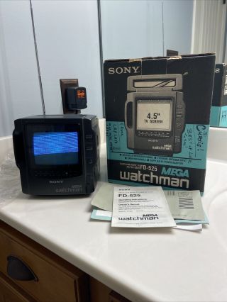Sony Mega Watchman Tv (fd - 525),  B&w Tv,  Am/fm Radio.  Open Box