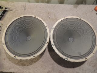 Quam 12 " Full Range Speakers,  Pair From Argos Pa Cabinets Alnico,  6 Ohm
