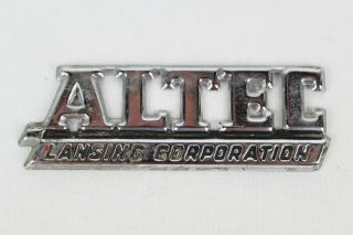 Vintage Altec Lansing Corporation Chrome Emblem,  Badge,  3.  5 "