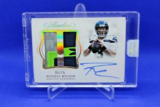 2018 Panini Flawless - Russell Wilson 5/15 Dual Patch Autograph - Seahawks