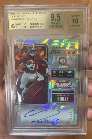 2018 Contenders Draft Pick Calvin Ridley Cracked Ice Rc Auto ’d 22/23 Falcons
