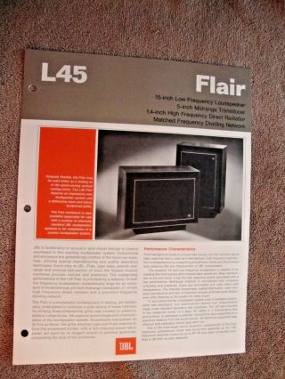 1973 Jbl Flair L45 Speakers 2 Sided Page Brochure Pamphlet
