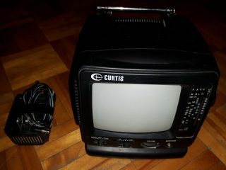 Vintage Curtis 5” Portable Black & White Tv With Am Fm Radio