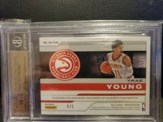 2018 - 19 Obsidian RC Trae Young Jersey Auto 4/5 BGS GEM 9.  5,  3 color jersey 2