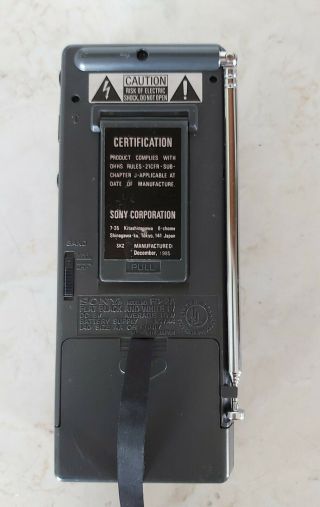 Vintage Sony Watchman Black And White Handheld TV Model FD - 2A 3