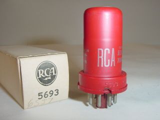 Vintage Nos 1960 Rca Jan Crc 5693 6sj7 Red Amplifier Tube 5