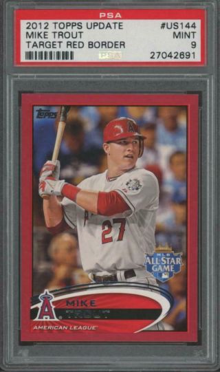 2012 Topps Update Target Red Border Us144 Mike Trout Psa 9