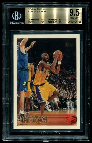 1996 - 97 Topps 138 Kobe Bryant Rookie Rc Bgs 9.  5 Gem Psa 10 ? Lakers Hof