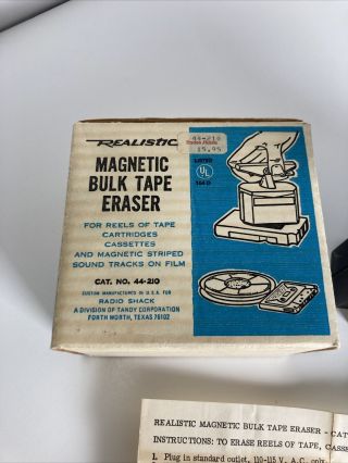 NM Radio Shack Realistic 44 - 210 Magnetic Bulk Tape Eraser and Box 2