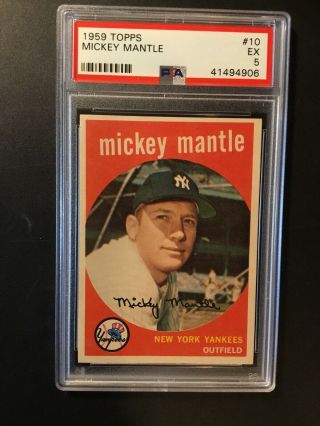 1959 Topps Mickey Mantle 10 Psa 5 Ex High End