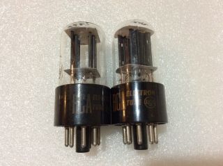 Matched Pair Rca 6sn7gtb Tubes Black Plates Bottom D Getters Valves 6sn7