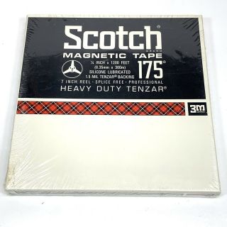 Vintage Magnetic Reel To Reel Scotch 3m 175 - 1/4 - 1200 7 " Heavy Duty Tenzar
