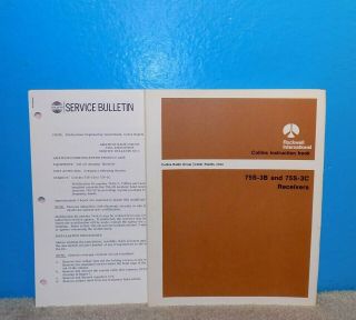 1975 Orig Collins 75s - 3b & 75s - 3c Receivers Instruction Book W/ Service Bulletin