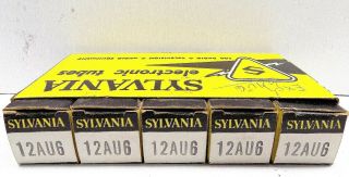 5 N.  O.  S Vintage Sylvania 12au6 Vacuum Tubes W/matching Date Codes Eg & Aby