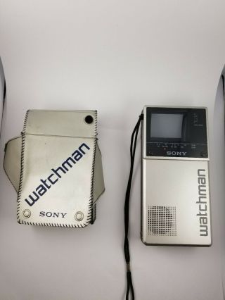 Sony Watchman Fd - 20a Analog Flat Black & White Portable Tv 1984