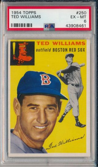 1954 Topps 250 Ted Williams - Psa 6 Ex - Mt (svsc)
