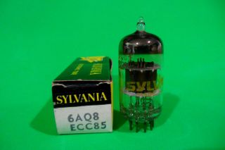 Nos/nib Sylvania 6aq8 Ecc85 Amplifier Black Plts Top " O " Getter