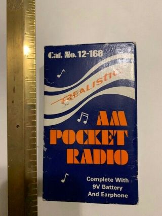 Realistic Cat.  No.  12 - 168 Am Pocket Radio W/ Box Tandy