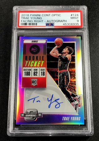 Trae Young 2018 Contenders Optic 124 Facing Right Auto Rookie Rc Psa 9 Hawks
