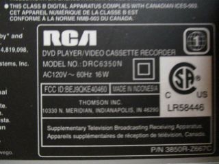 RCA DRC6350N DVD/VCR VHS Player/Recorder No Remote 3