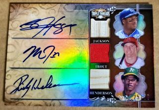 2013 Topps Triple Threads Mike Trout/bo Jackson And Rickey Henderson Triple.