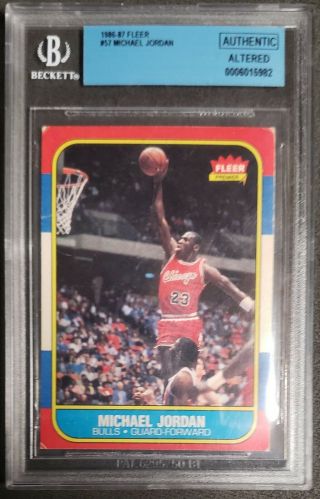 1986 Fleer 57 Michael Jordan Authentic Altered Rookie Card Bgs Graded