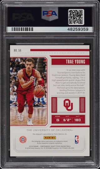 2018 Panini Contenders Draft Cracked Ice Trae Young ROOKIE RC AUTO /23 PSA 10 2